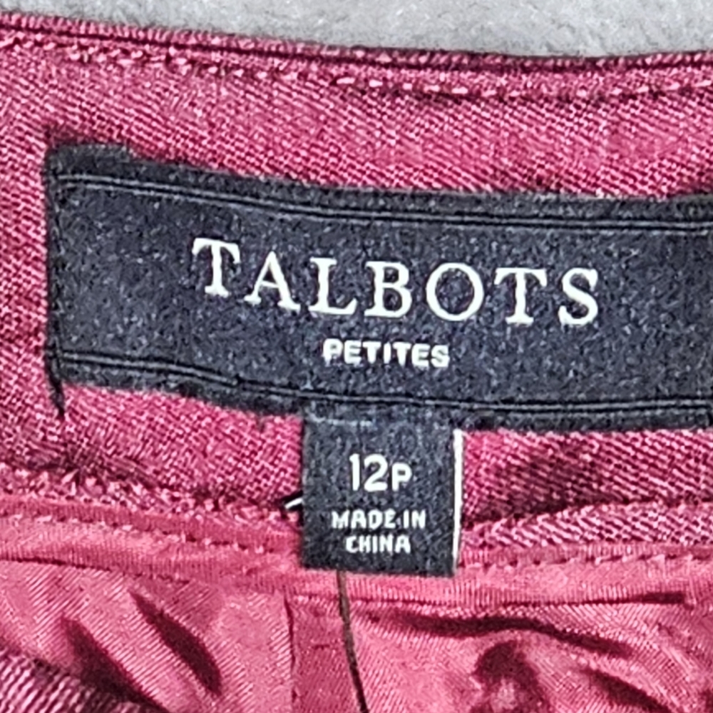 Talbots Women's Lightweight Red Dress Pants 12P Hidden‎ Zipper NWT. - Picture 13 of 15